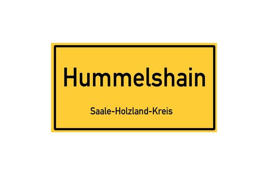 Isolated German city limit sign of Hummelshain located in Th�ringen