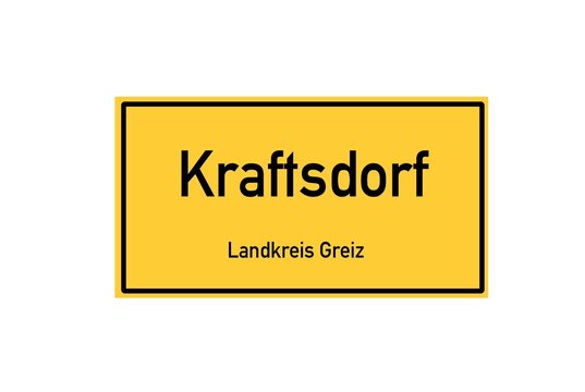 Isolated German city limit sign of Kraftsdorf located in Th�ringen