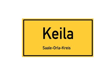 Isolated German city limit sign of Keila located in Th�ringen