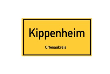 Isolated German city limit sign of Kippenheim located in Baden-W�rttemberg