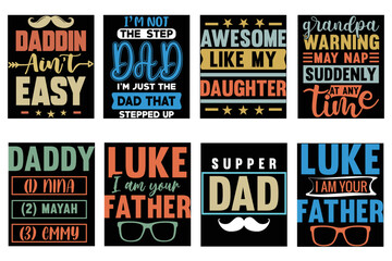 Typography papa dad Father's Day t-shirt design bundle