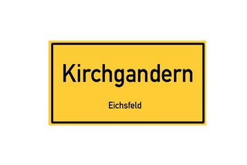 Isolated German city limit sign of Kirchgandern located in Th�ringen