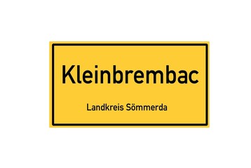 Isolated German city limit sign of Kleinbrembach located in Th�ringen