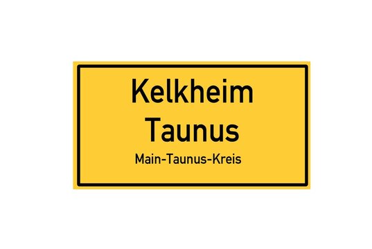 Isolated German city limit sign of Kelkheim Taunus located in Hessen