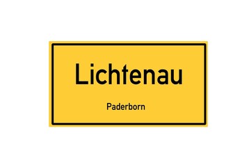 Isolated German city limit sign of Lichtenau located in Nordrhein-Westfalen