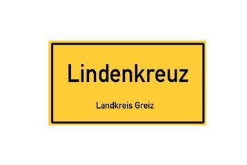 Isolated German city limit sign of Lindenkreuz located in Th�ringen