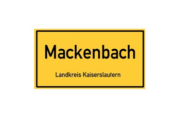 Isolated German city limit sign of Mackenbach located in Rheinland-Pfalz