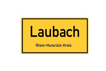 Isolated German city limit sign of Laubach located in Rheinland-Pfalz