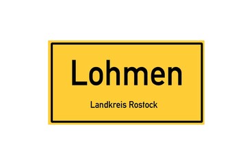 Isolated German city limit sign of Lohmen located in Mecklenburg-Vorpommern