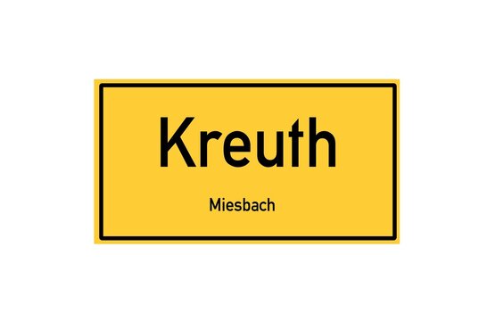 Isolated German city limit sign of Kreuth located in Bayern