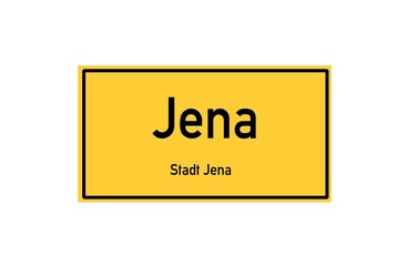 Isolated German city limit sign of Jena located in Th�ringen