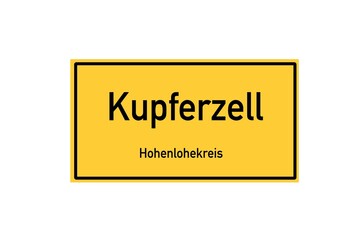 Isolated German city limit sign of Kupferzell located in Baden-W�rttemberg