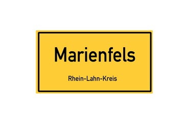 Isolated German city limit sign of Marienfels located in Rheinland-Pfalz