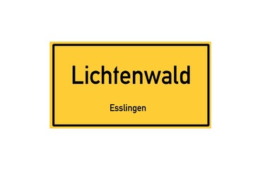 Isolated German city limit sign of Lichtenwald located in Baden-W�rttemberg