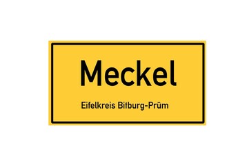 Isolated German city limit sign of Meckel located in Rheinland-Pfalz