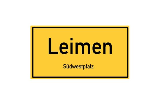Isolated German city limit sign of Leimen located in Rheinland-Pfalz