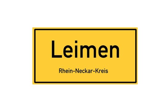 Isolated German city limit sign of Leimen located in Baden-W�rttemberg