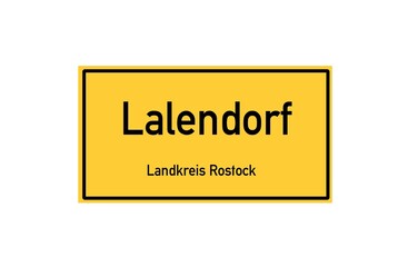 Isolated German city limit sign of Lalendorf located in Mecklenburg-Vorpommern