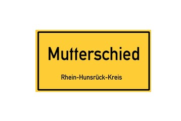Isolated German city limit sign of Mutterschied located in Rheinland-Pfalz