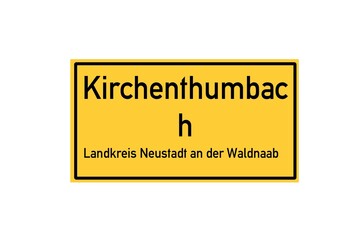 Isolated German city limit sign of Kirchenthumbach located in Bayern