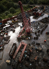 Obraz premium Aerial view of a scrapyard of metal recycling