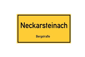 Isolated German city limit sign of Neckarsteinach located in Hessen