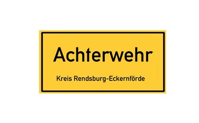 Isolated German city limit sign of Achterwehr located in Schleswig-Holstein