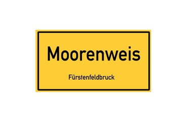 Isolated German city limit sign of Moorenweis located in Bayern