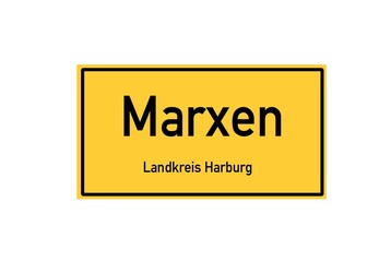 Isolated German city limit sign of Marxen located in Niedersachsen