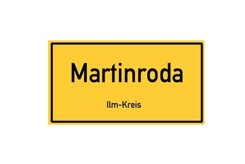 Isolated German city limit sign of Martinroda located in Th�ringen