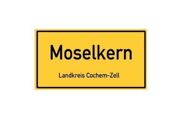 Isolated German city limit sign of Moselkern located in Rheinland-Pfalz