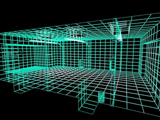 Abstract geometric concrete architecture background. 3d render illustration