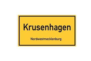 Isolated German city limit sign of Krusenhagen located in Mecklenburg-Vorpommern