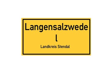 Isolated German city limit sign of Langensalzwedel located in Sachsen-Anhalt