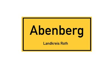 Isolated German city limit sign of Abenberg located in Bayern