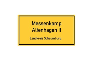 Isolated German city limit sign of Messenkamp Altenhagen II located in Niedersachsen