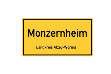 Isolated German city limit sign of Monzernheim located in Rheinland-Pfalz
