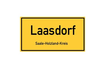 Isolated German city limit sign of Laasdorf located in Th�ringen