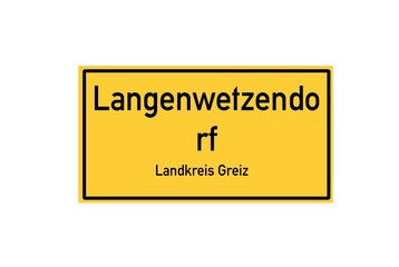 Isolated German city limit sign of Langenwetzendorf located in Th�ringen