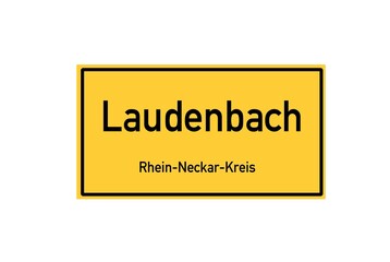 Isolated German city limit sign of Laudenbach located in Baden-W�rttemberg