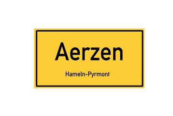 Isolated German city limit sign of Aerzen located in Niedersachsen