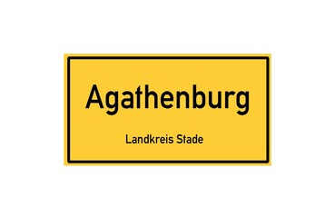 Isolated German city limit sign of Agathenburg located in Niedersachsen