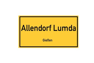 Isolated German city limit sign of Allendorf Lumda located in Hessen