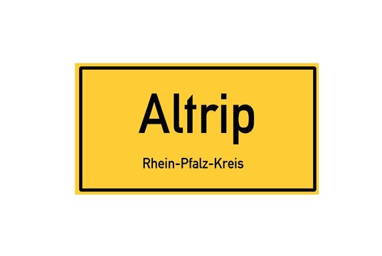 Isolated German city limit sign of Altrip located in Rheinland-Pfalz