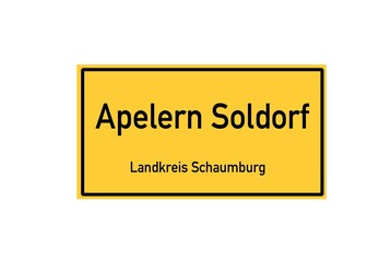Isolated German city limit sign of Apelern Soldorf located in Niedersachsen