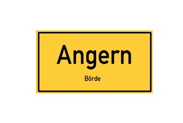 Isolated German city limit sign of Angern located in Sachsen-Anhalt