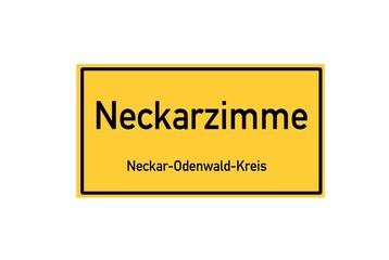 Isolated German city limit sign of Neckarzimmern located in Baden-W�rttemberg