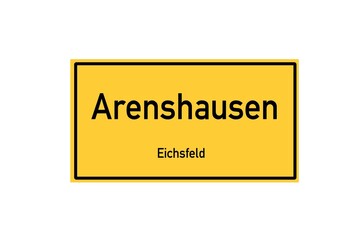 Isolated German city limit sign of Arenshausen located in Th�ringen
