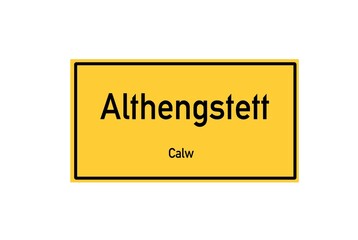 Isolated German city limit sign of Althengstett located in Baden-W�rttemberg