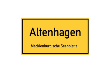Isolated German city limit sign of Altenhagen located in Mecklenburg-Vorpommern